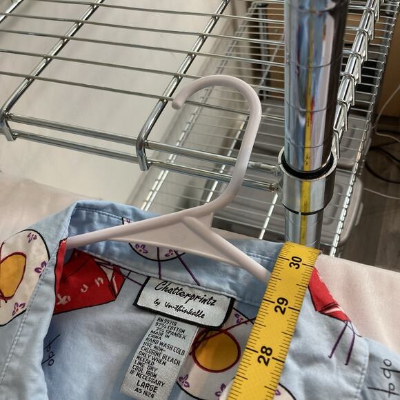 Vintage Chatterprintz Women's Quirky Chinese Food Button Up Shirt Size L Roomy - Picture 3 of 10